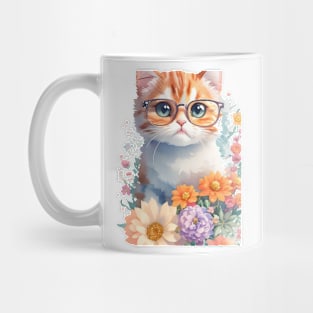 Cute Cat Wearing Glasses Mug